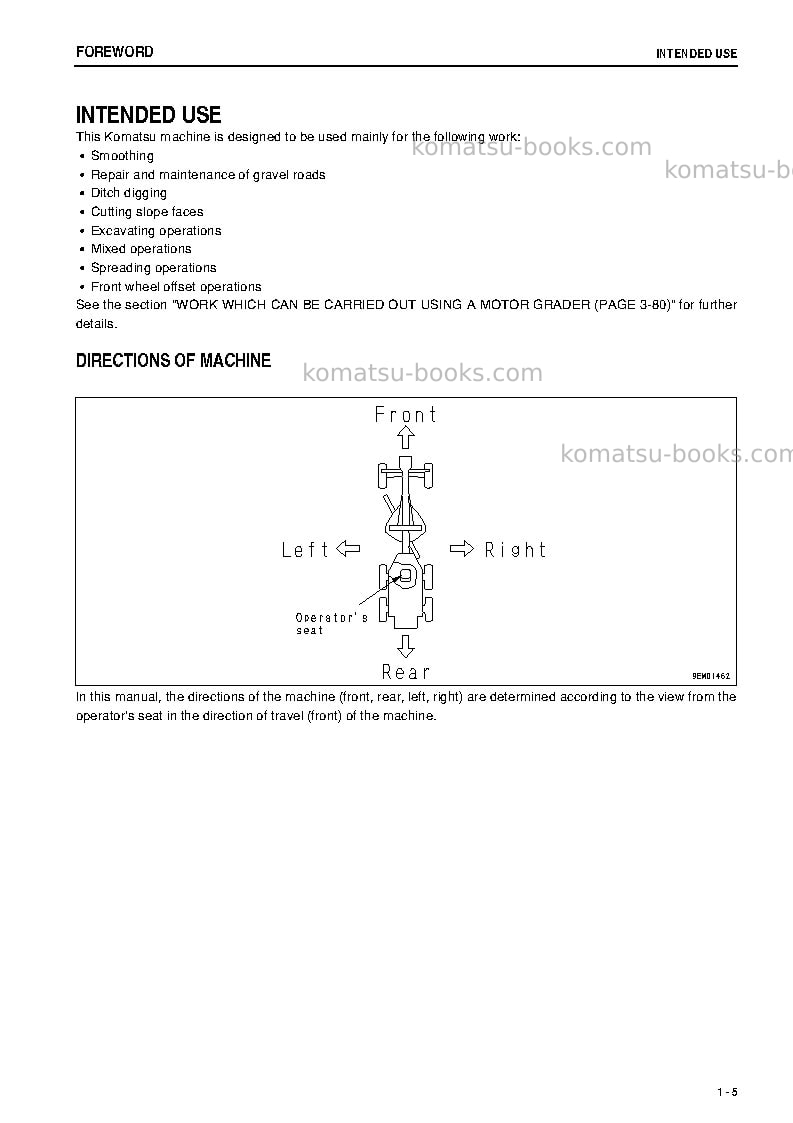 Komatsu gd825a-2jpn Operation manual cover Page 6