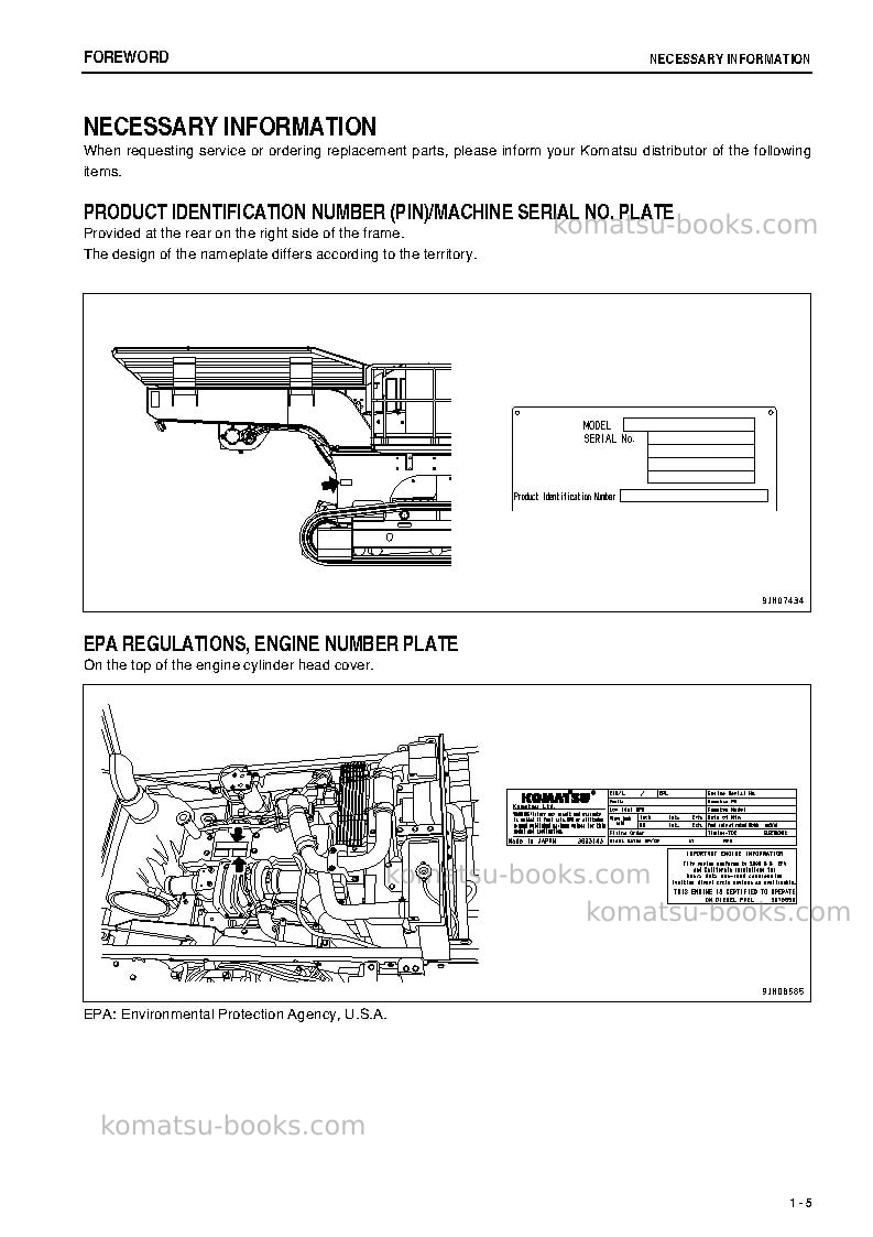 Komatsu br380jg-1jpn-e0 Operation manual cover Page 6 Komatsu br380jg-1jpn-e0 Operation manual cover Page 6