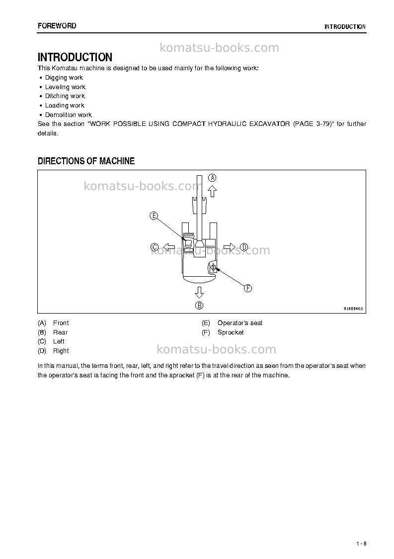 Komatsu pc27mr-3jpn-for cab Operation manual cover Page 6 Komatsu pc27mr-3jpn-for cab Operation manual cover Page 6