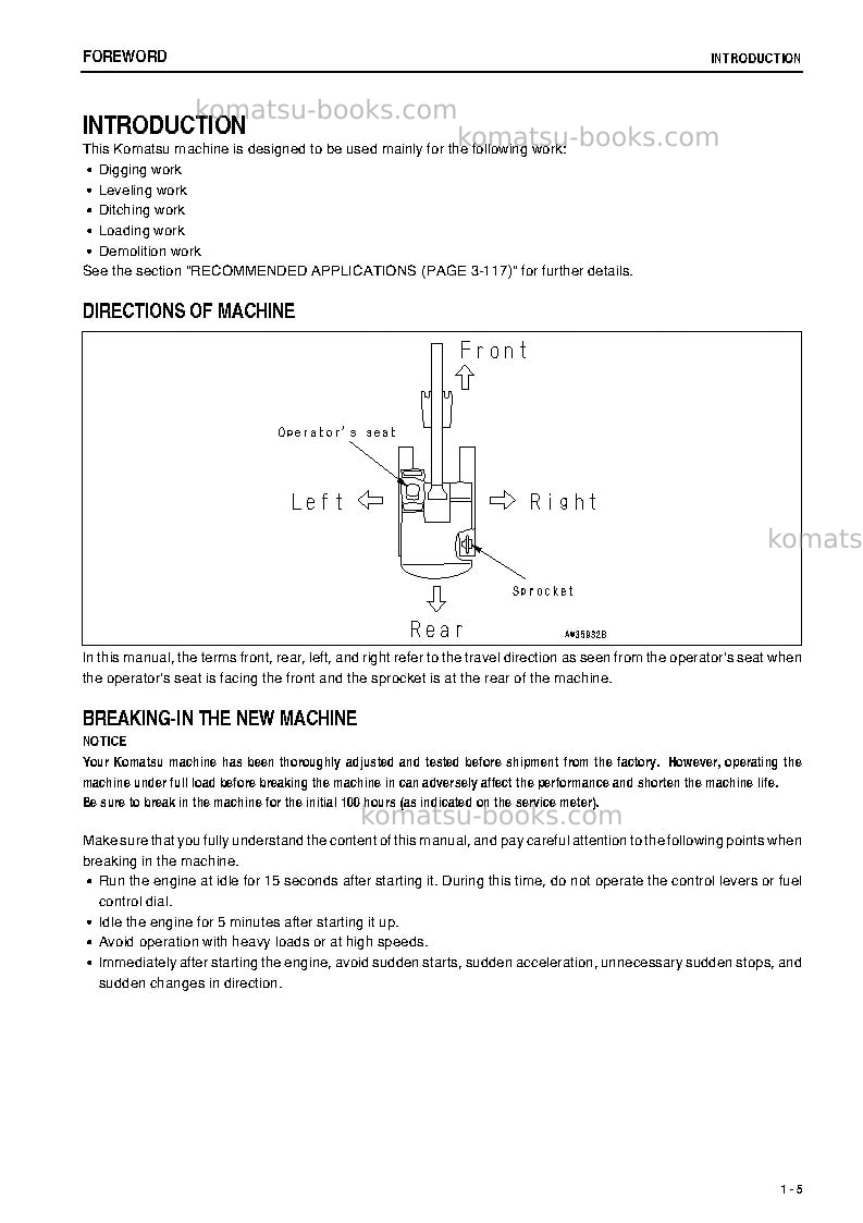 Komatsu pc400lc-7jpn Operation manual cover Page 6 Komatsu pc400lc-7jpn Operation manual cover Page 6