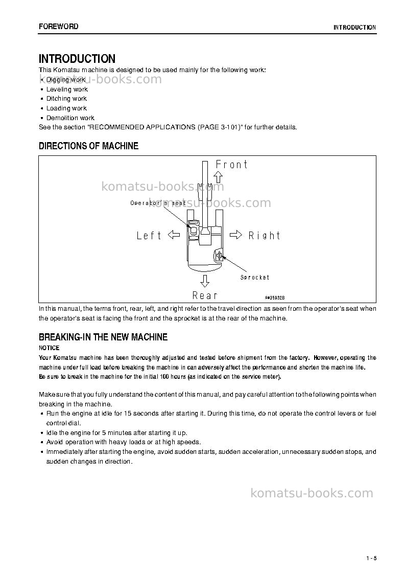 Komatsu pc400-7jpn-7-segment- monitor Operation manual cover Page 6 Komatsu pc400-7jpn-7-segment- monitor Operation manual cover Page 6
