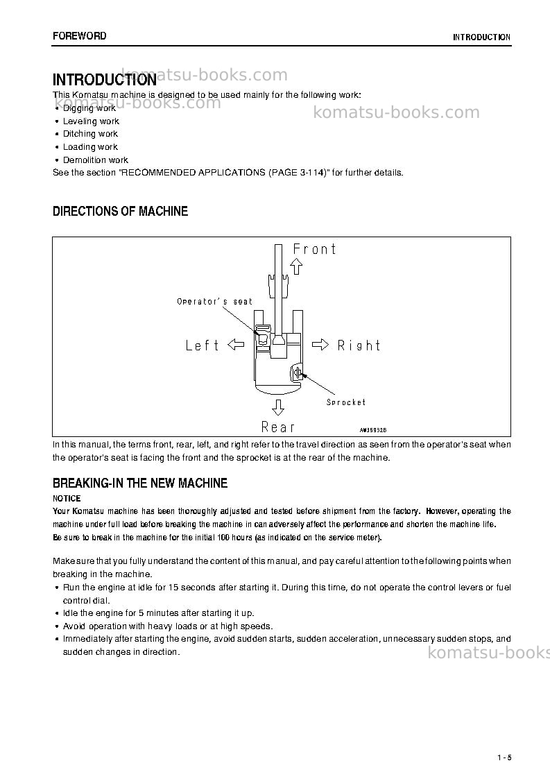 Komatsu pc160lc-7jpn Operation manual cover Page 6 Komatsu pc160lc-7jpn Operation manual cover Page 6