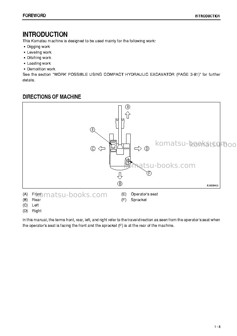 Komatsu pc55mr-3jpn Operation manual cover Page 6 Komatsu pc55mr-3jpn Operation manual cover Page 6