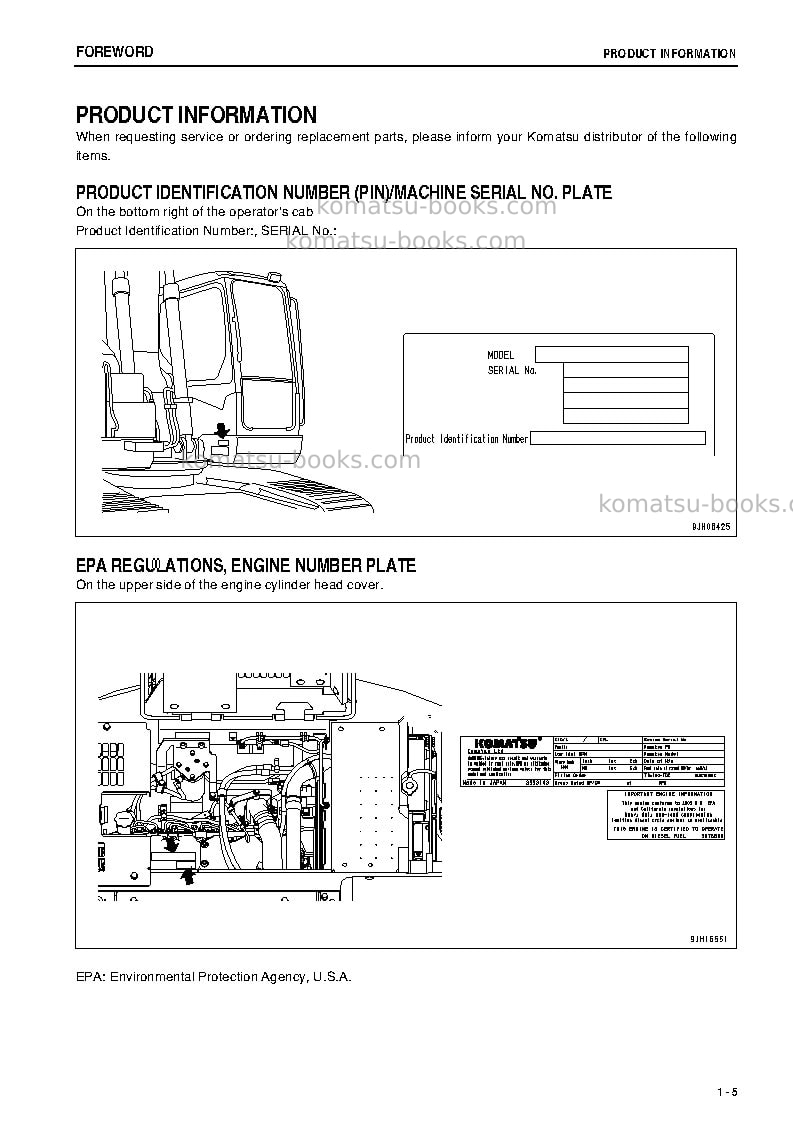 Komatsu pc228uslc-8jpn Operation manual cover Page 6 Komatsu pc228uslc-8jpn Operation manual cover Page 6