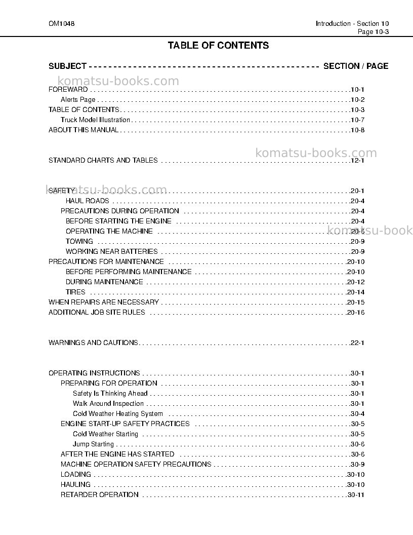 Komatsu hd1500-7jpn Operation manual cover Page 6