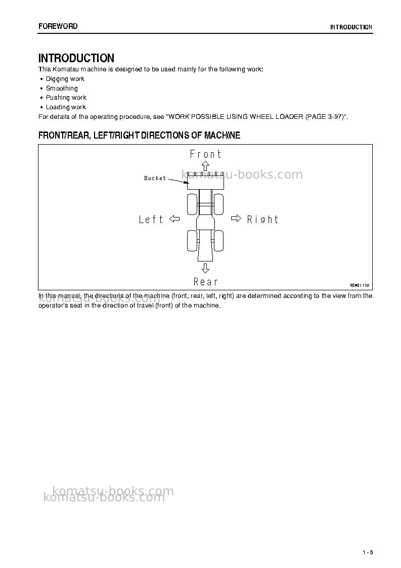 Komatsu wa250-5jpn Operation manual cover Page 6