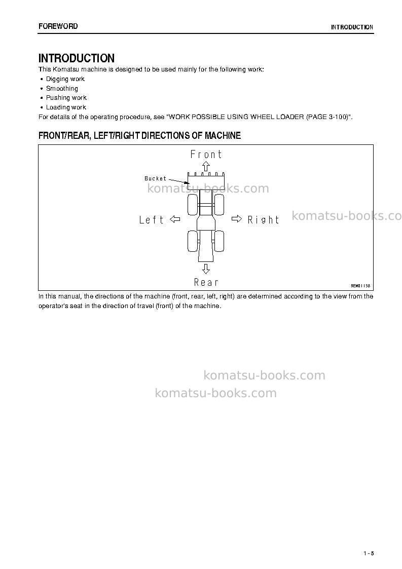 Komatsu wa320-5jpn Operation manual cover Page 6 Komatsu wa320-5jpn Operation manual cover Page 6
