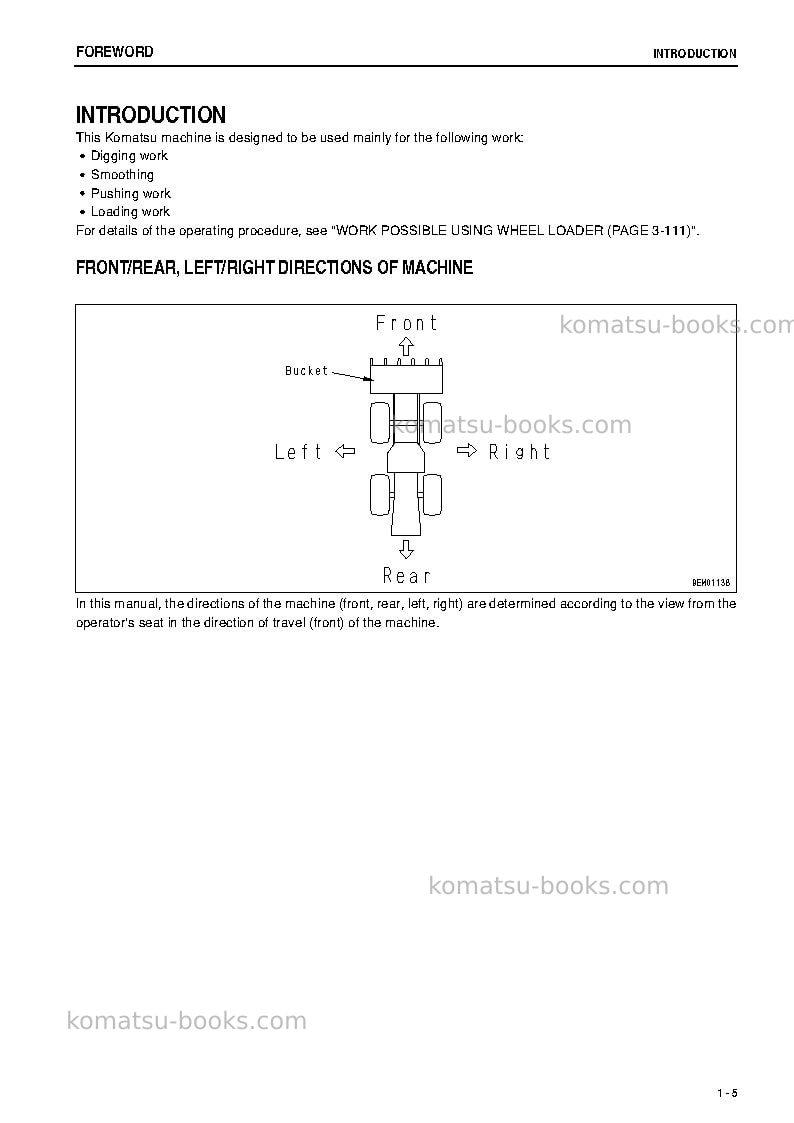 Komatsu wa1200-3jpn Operation manual cover Page 6 Komatsu wa1200-3jpn Operation manual cover Page 6