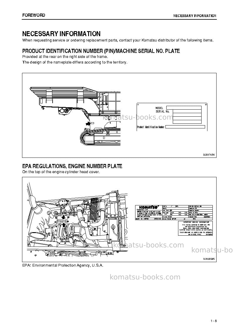 Komatsu br380jg-1jpn-e0 Operation manual cover Page 6 Komatsu br380jg-1jpn-e0 Operation manual cover Page 6