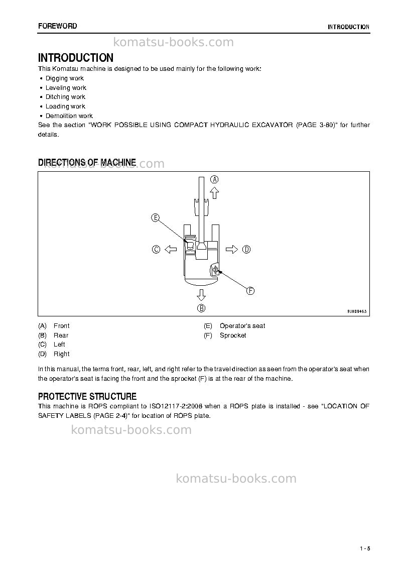 Komatsu pc27mr-3jpn-for cab Operation manual cover Page 6 Komatsu pc27mr-3jpn-for cab Operation manual cover Page 6