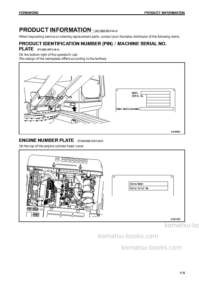 Komatsu pc360lc-10jpn Operation manual cover Page 6