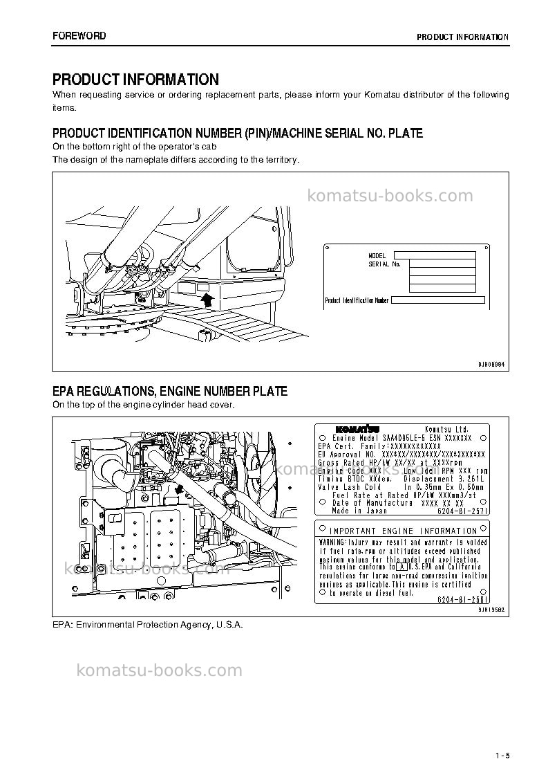 Komatsu pc130-8jpn Operation manual cover Page 6 Komatsu pc130-8jpn Operation manual cover Page 6