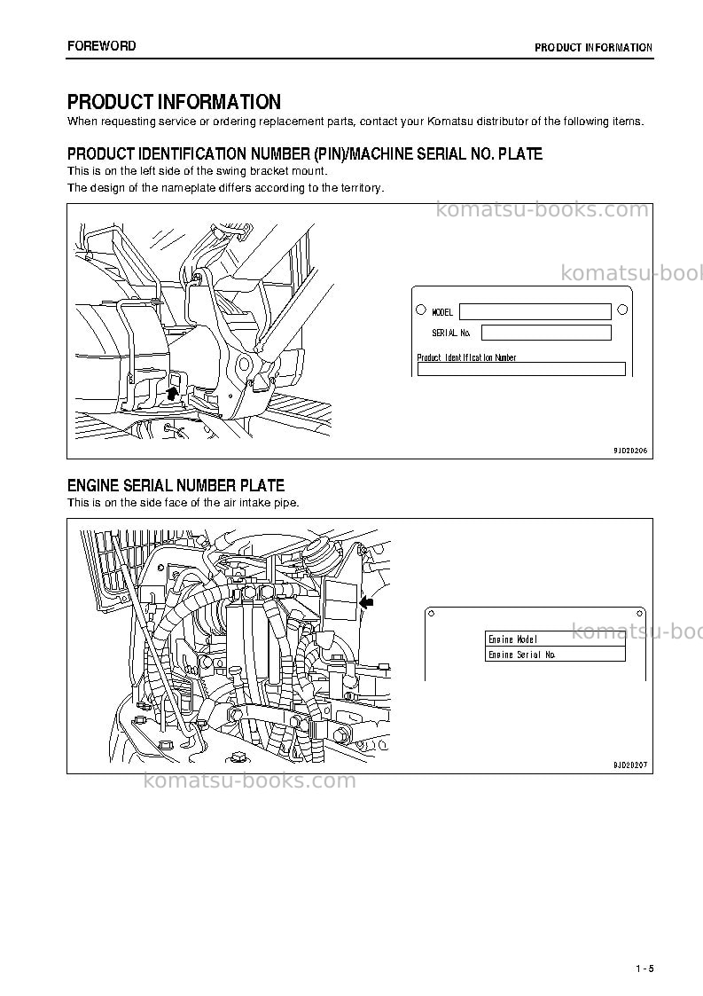 Komatsu pc88mr-8jpn Operation manual cover Page 6 Komatsu pc88mr-8jpn Operation manual cover Page 6