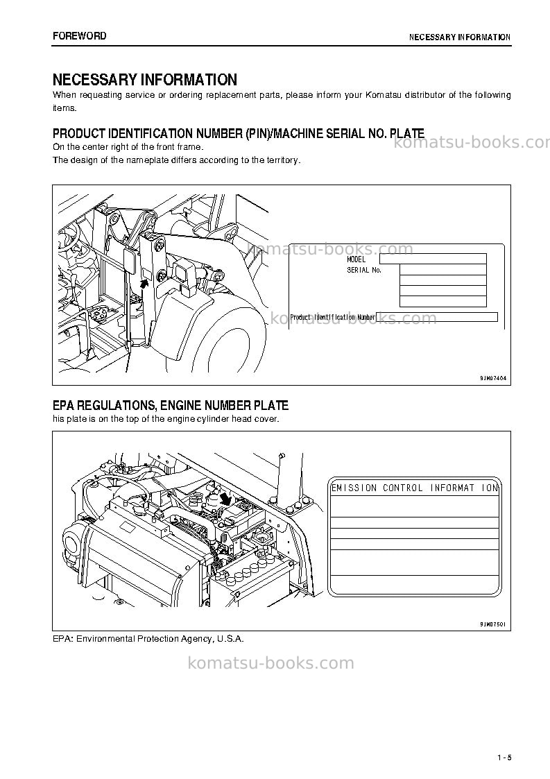 Komatsu wa50-6jpn Operation manual cover Page 6 Komatsu wa50-6jpn Operation manual cover Page 6