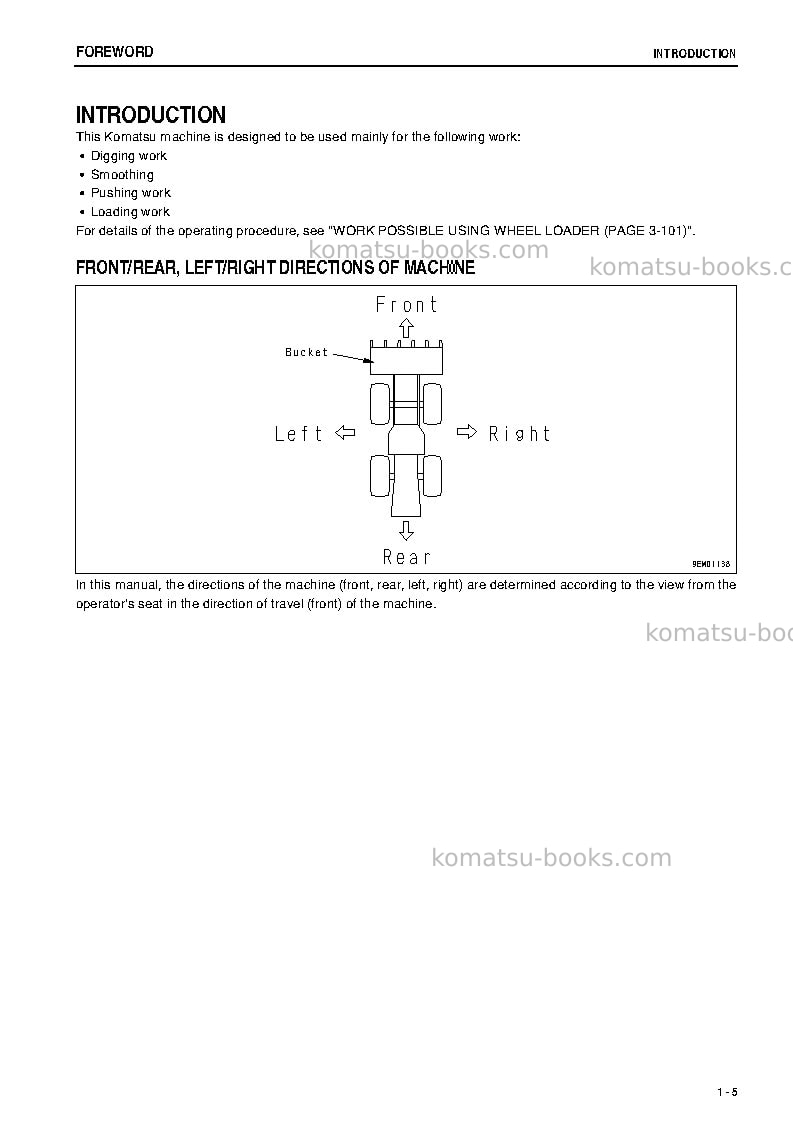 Komatsu wa200-5jpn Operation manual cover Page 6 Komatsu wa200-5jpn Operation manual cover Page 6