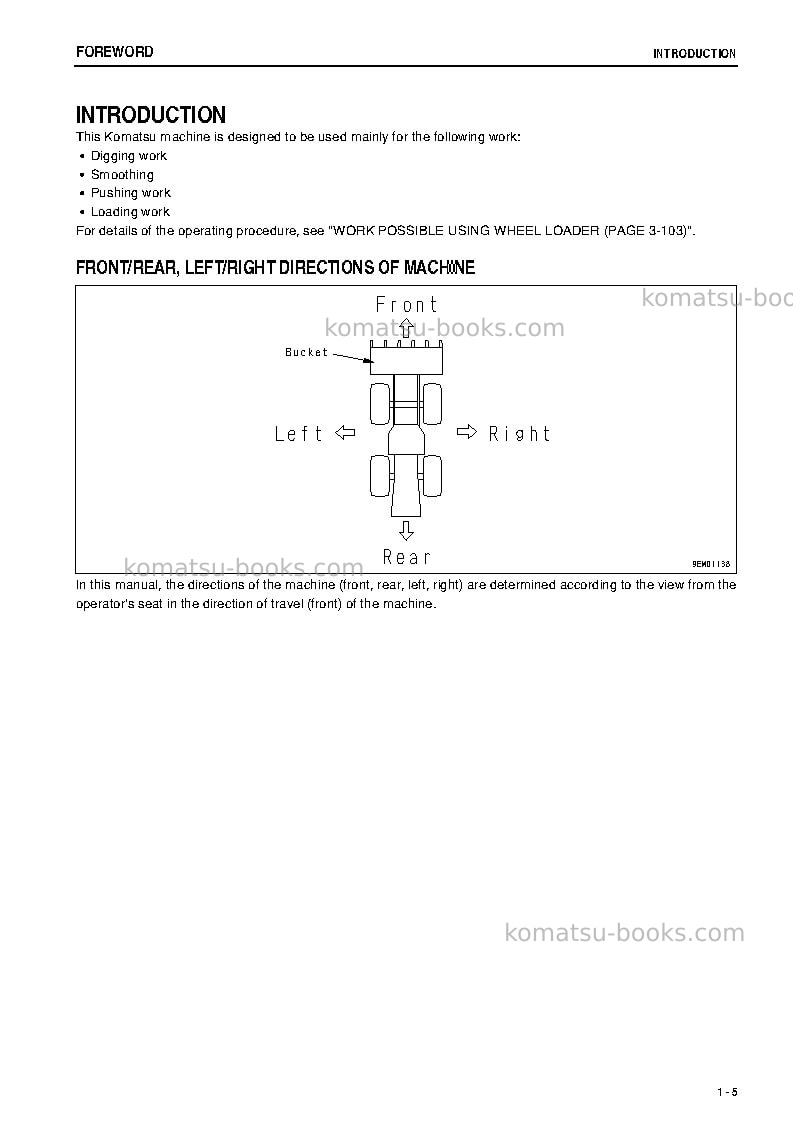 Komatsu wa320-5jpn Operation manual cover Page 6 Komatsu wa320-5jpn Operation manual cover Page 6