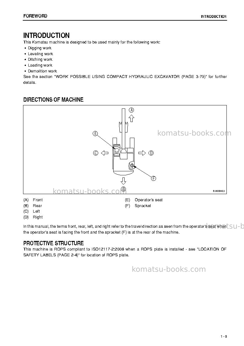 Komatsu pc18mr-3jpn Operation manual cover Page 6 Komatsu pc18mr-3jpn Operation manual cover Page 6