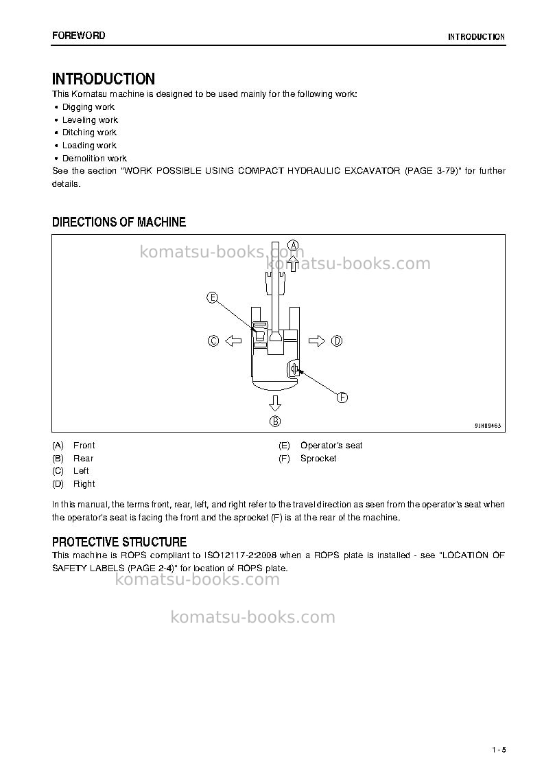 Komatsu pc20mr-3jpn-for canopy Operation manual cover Page 6