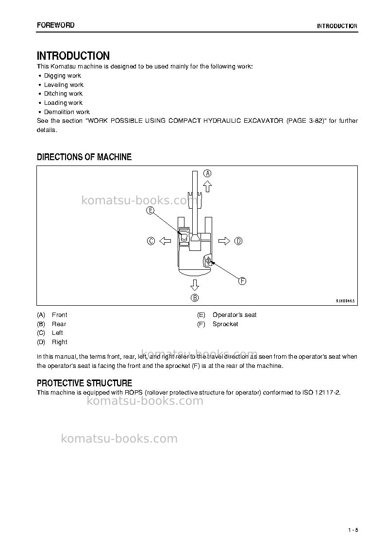 Komatsu pc55mr-3jpn Operation manual cover Page 6