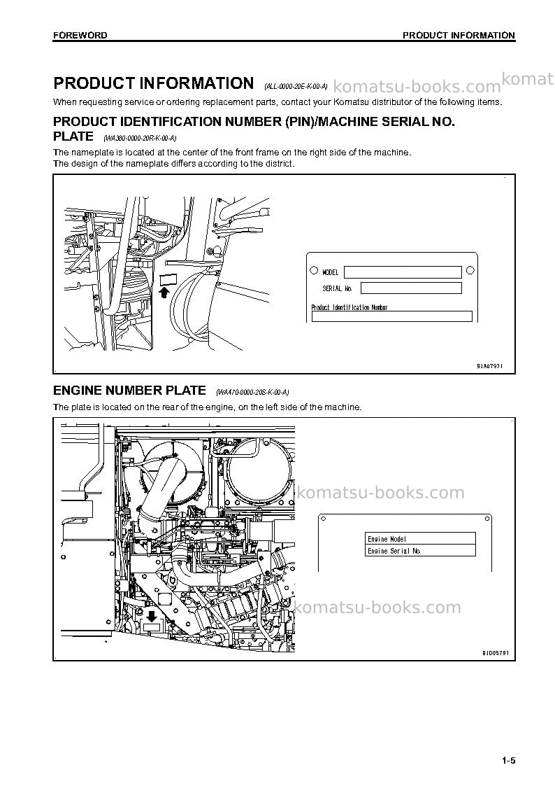 Komatsu wa470-7jpn Operation manual cover Page 6
