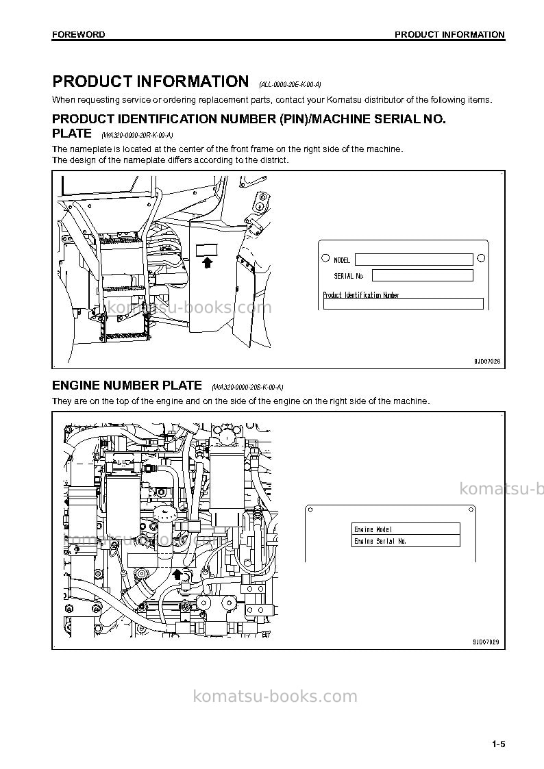 Komatsu wa320-7jpn Operation manual cover Page 6 Komatsu wa320-7jpn Operation manual cover Page 6