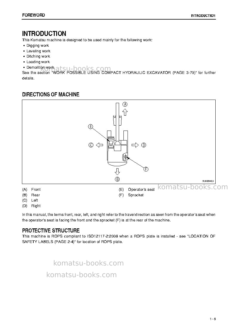 Komatsu pc18mr-3jpn Operation manual cover Page 6 Komatsu pc18mr-3jpn Operation manual cover Page 6