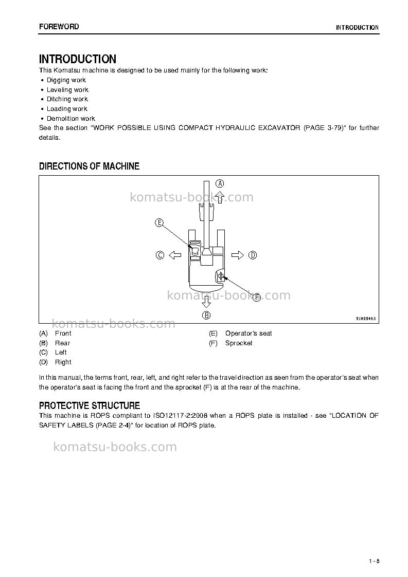 Komatsu pc20mr-3jpn-for canopy Operation manual cover Page 6 Komatsu pc20mr-3jpn-for canopy Operation manual cover Page 6