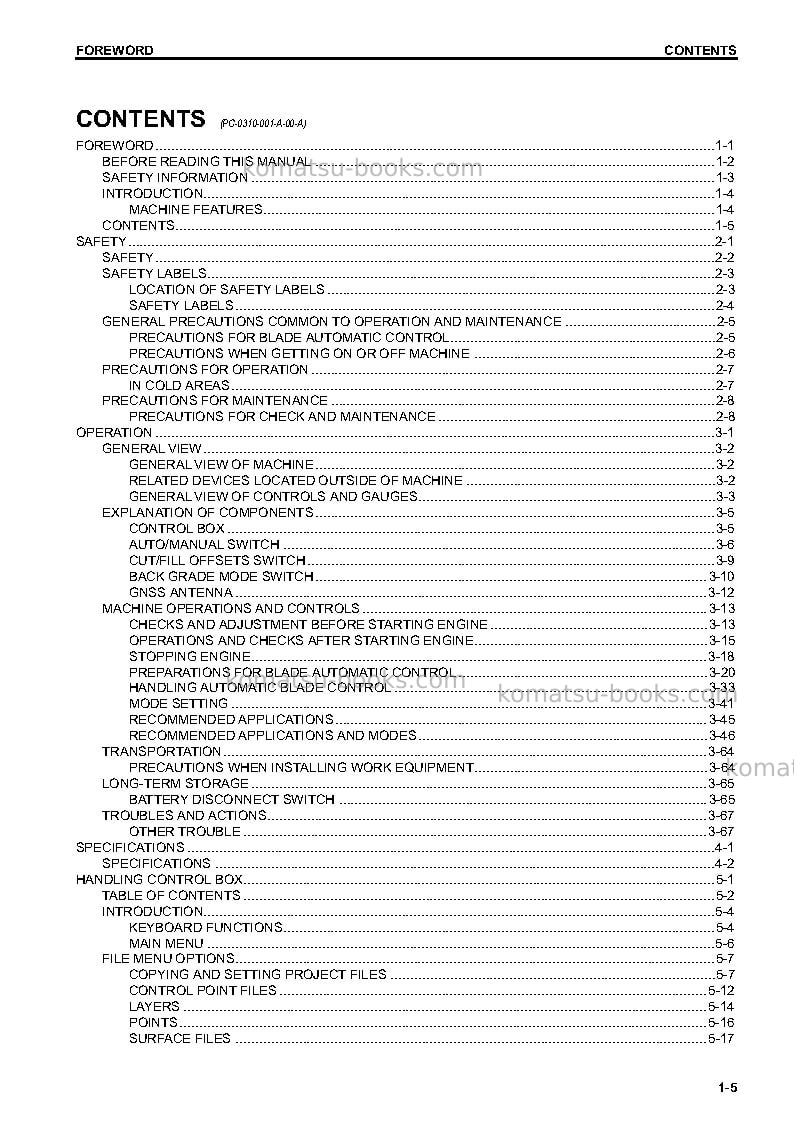 Komatsu d37pxi-23jpn Operation manual cover Page 6 Komatsu d37pxi-23jpn Operation manual cover Page 6