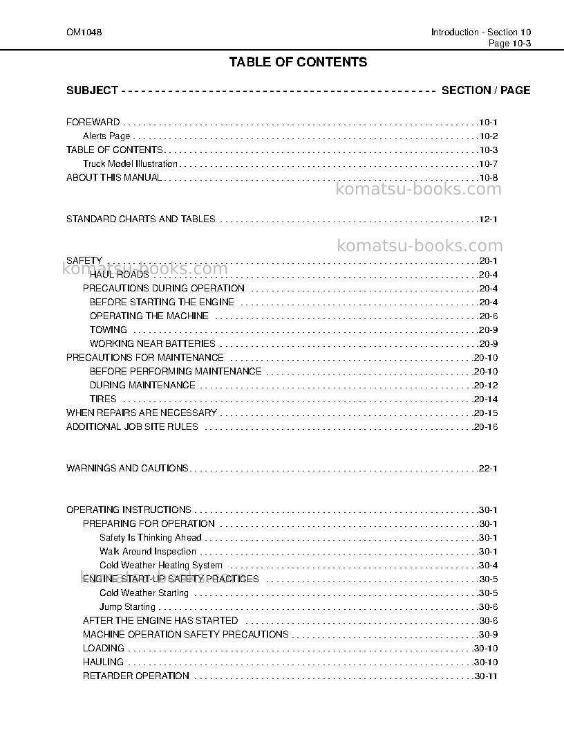 Komatsu hd1500-7jpn Operation manual cover Page 6 Komatsu hd1500-7jpn Operation manual cover Page 6