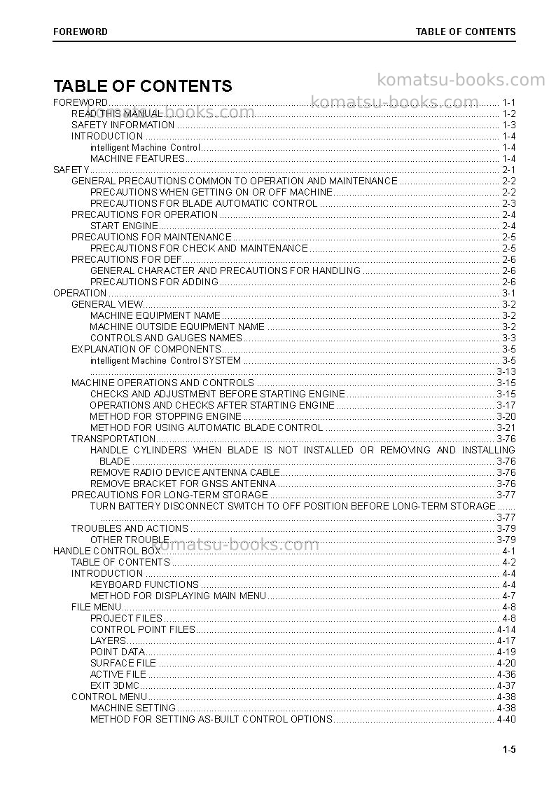 Komatsu d155axi-8jpn Operation manual cover Page 6 Komatsu d155axi-8jpn Operation manual cover Page 6