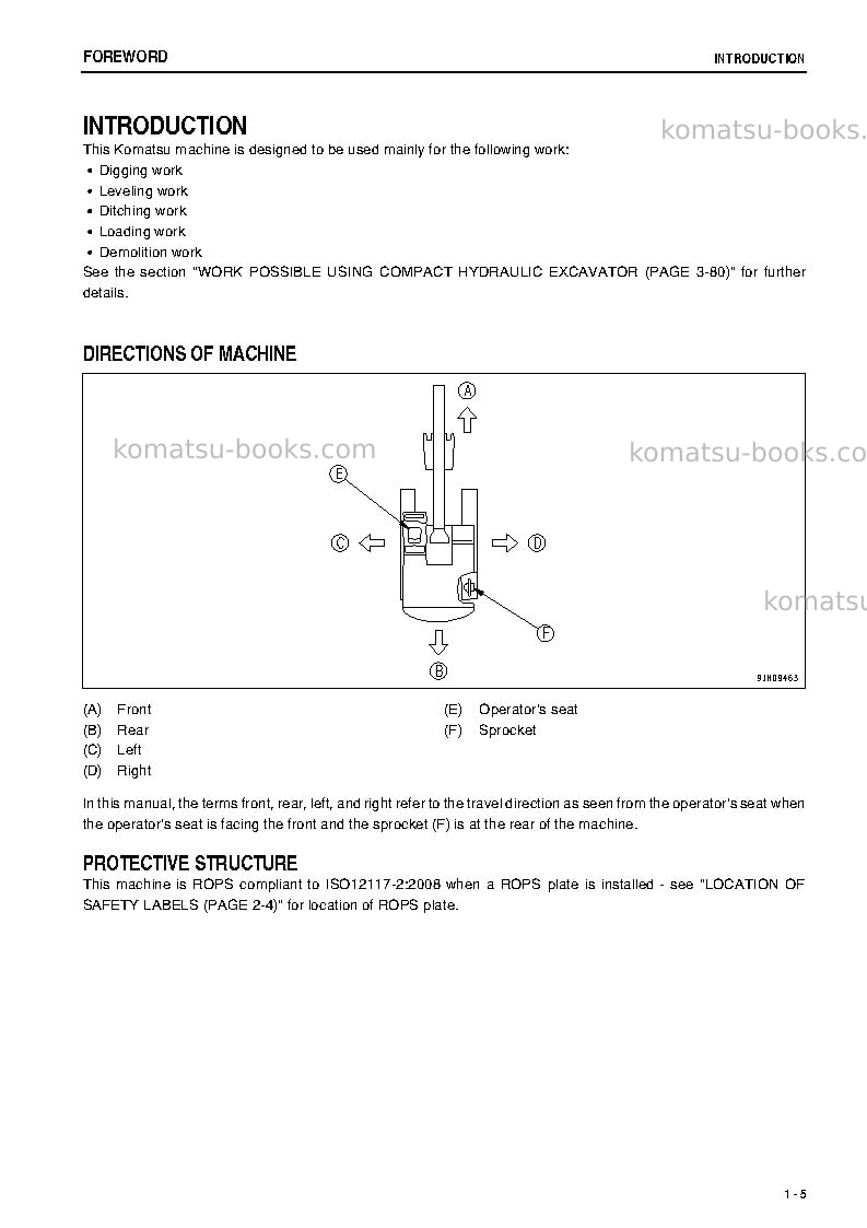 Komatsu pc20mr-3jpn-for cab Operation manual cover Page 6 Komatsu pc20mr-3jpn-for cab Operation manual cover Page 6