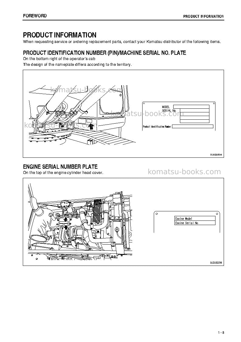 Komatsu pc200lc-8jpn-work equipment grease 500h Operation manual cover Page 6 Komatsu pc200lc-8jpn-work equipment grease 500h Operation manual cover Page 6
