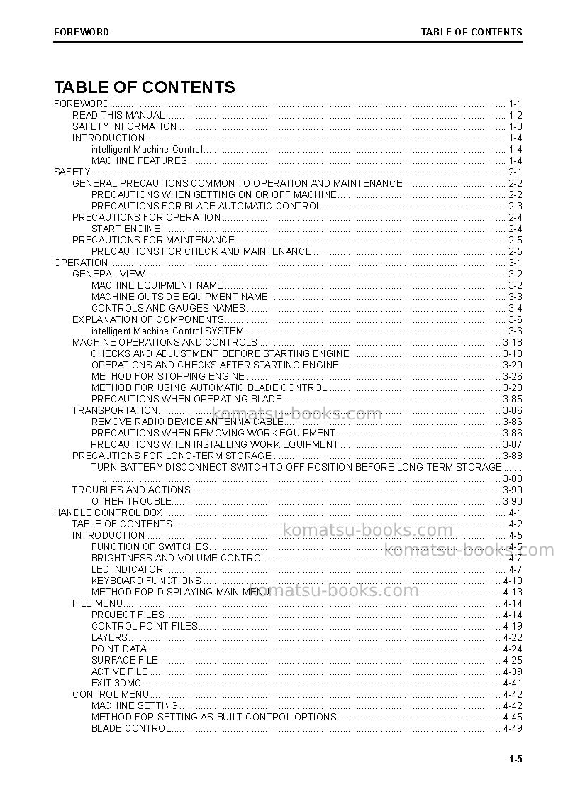 Komatsu d65exi-18jpn Operation manual cover Page 6