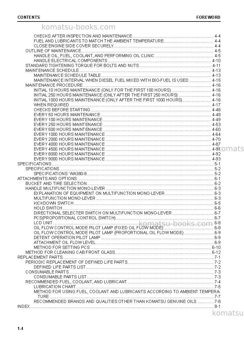 Komatsu wa380-8jpn Operation manual cover Page 6 Komatsu wa380-8jpn Operation manual cover Page 6