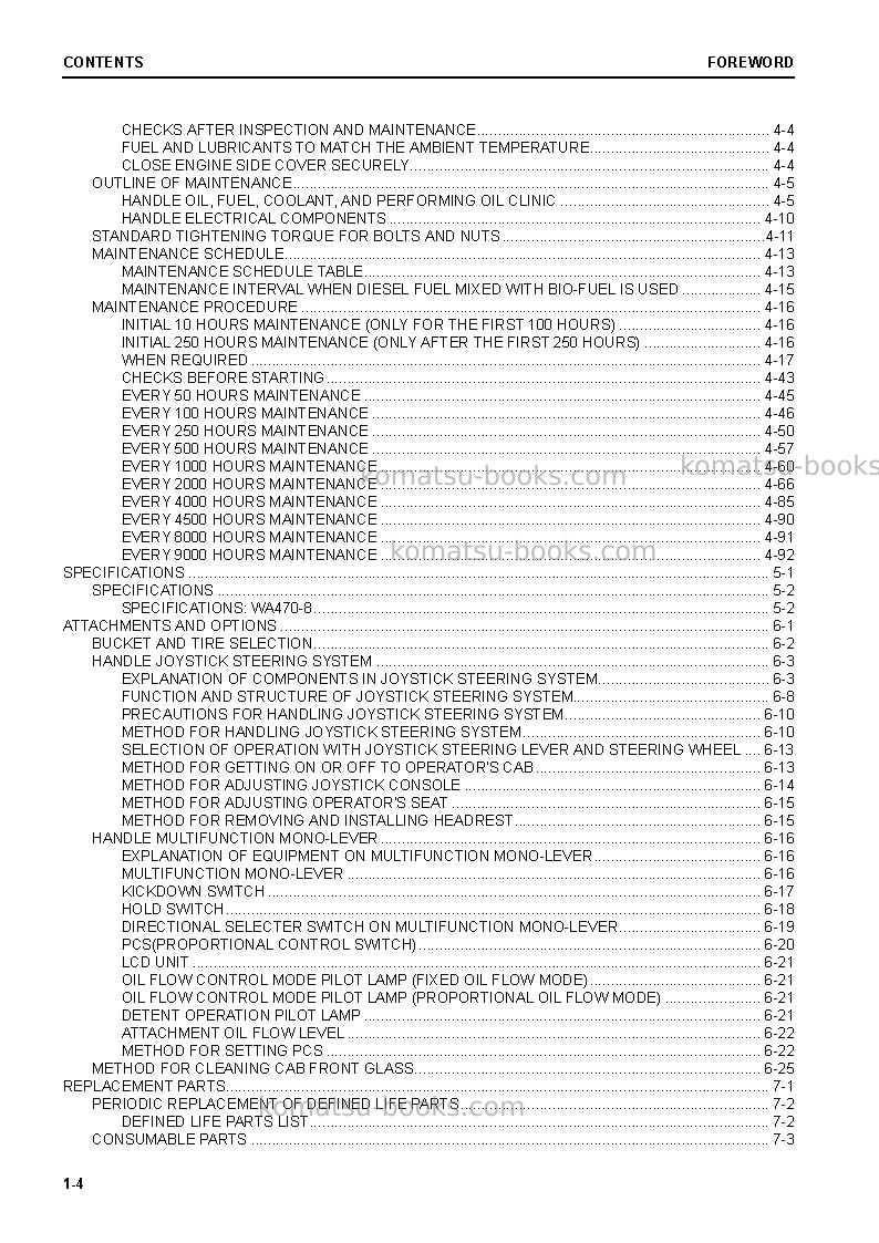 Komatsu wa470-8jpn Operation manual cover Page 6 Komatsu wa470-8jpn Operation manual cover Page 6