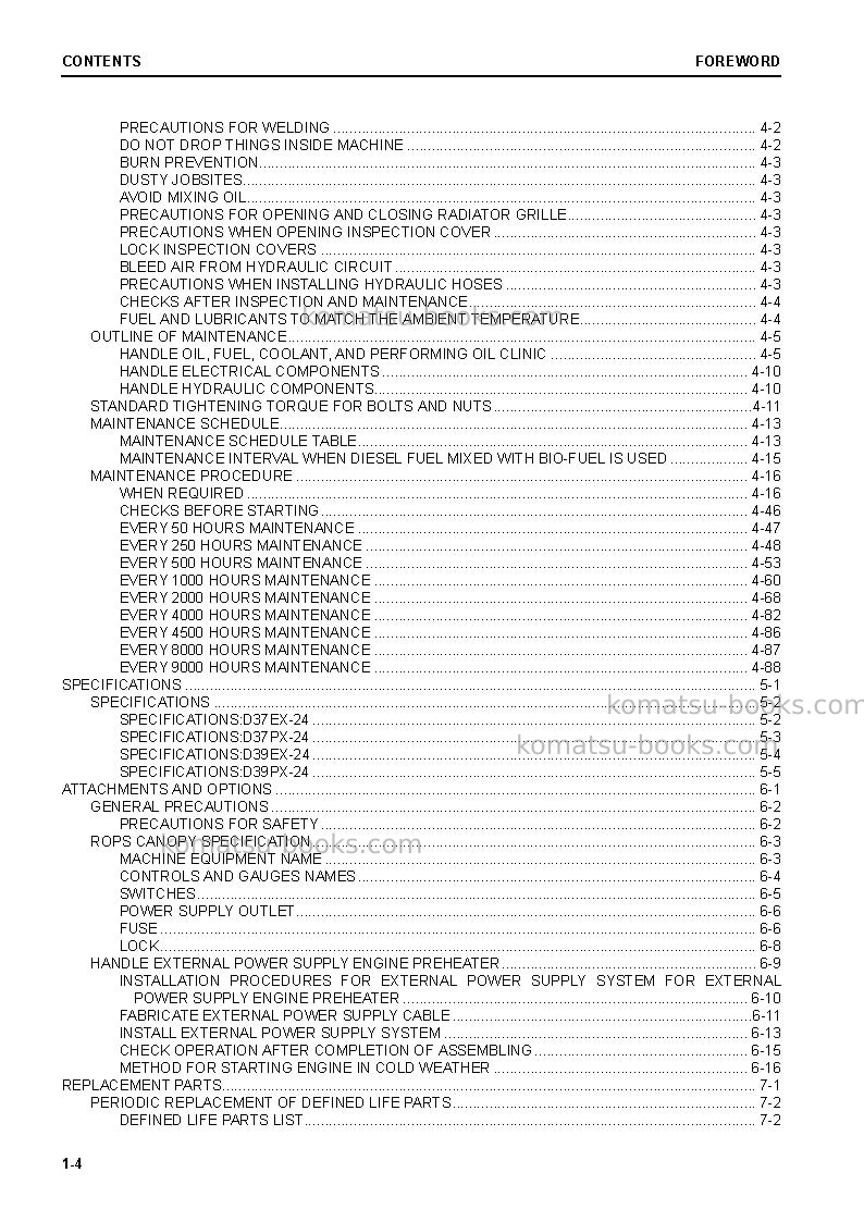 Komatsu d37px-24jpn Operation manual cover Page 6 Komatsu d37px-24jpn Operation manual cover Page 6