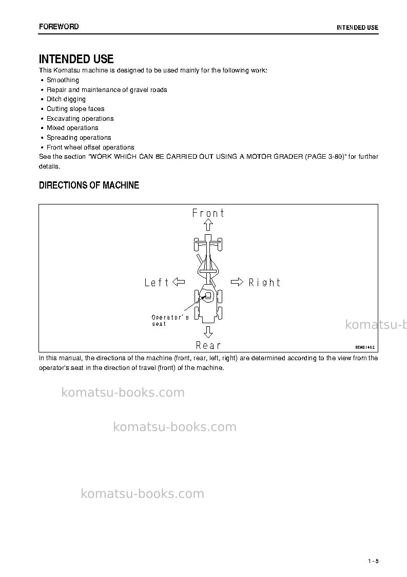 Komatsu gd825a-2jpn Operation manual cover Page 6 Komatsu gd825a-2jpn Operation manual cover Page 6