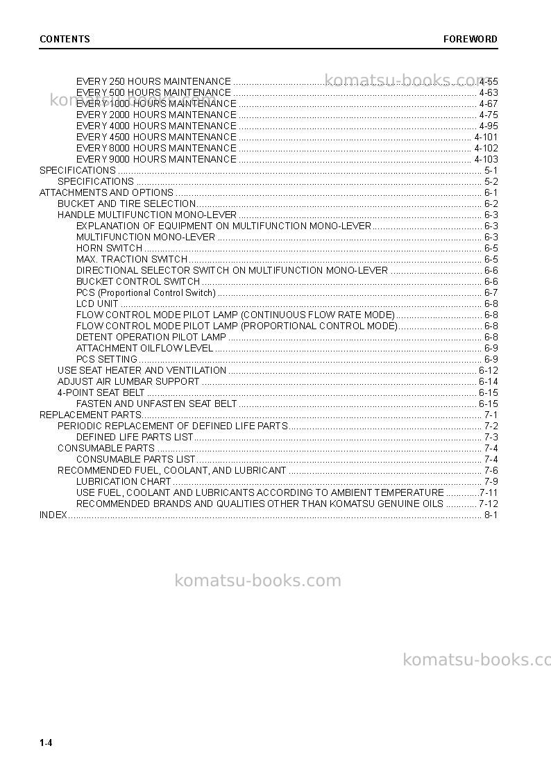 Komatsu wa475-10jpn Operation manual cover Page 6 Komatsu wa475-10jpn Operation manual cover Page 6