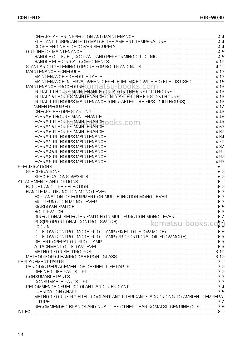 Komatsu wa380-8jpn Operation manual cover Page 6 Komatsu wa380-8jpn Operation manual cover Page 6