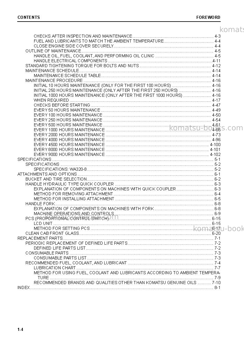 Komatsu wa320-8jpn Operation manual cover Page 6
