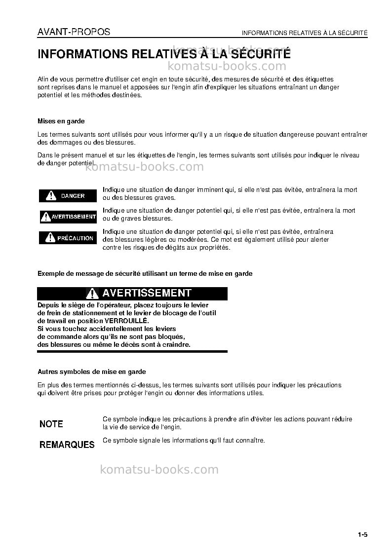 Komatsu d85px-15jpn Manuel d'utilisation couverture Page 6 Komatsu d85px-15jpn Manuel d'utilisation couverture Page 6