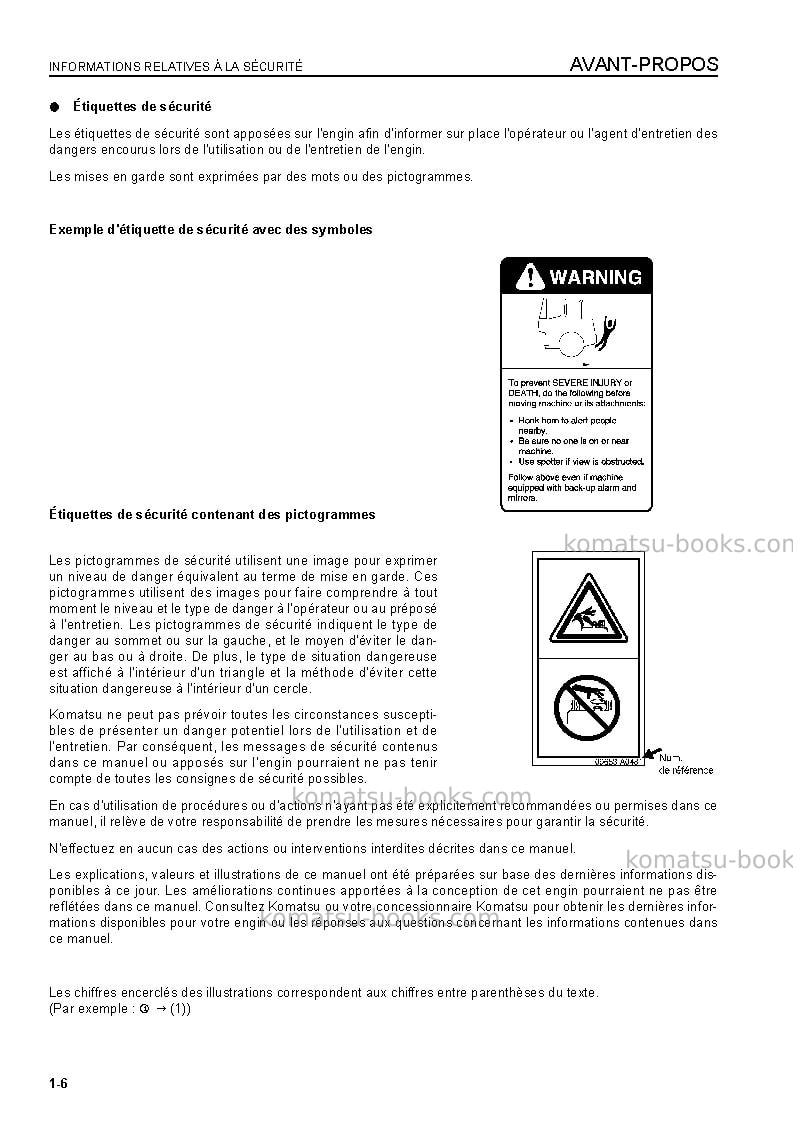 Komatsu wa150l-5jpn Manuel d'utilisation couverture Page 6 Komatsu wa150l-5jpn Manuel d'utilisation couverture Page 6