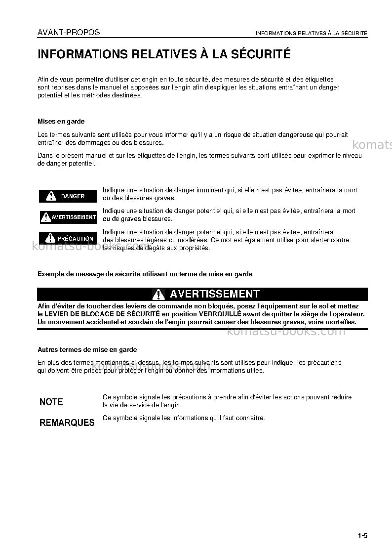 Komatsu gd655-3cjpn-vh Manuel d'utilisation couverture Page 6