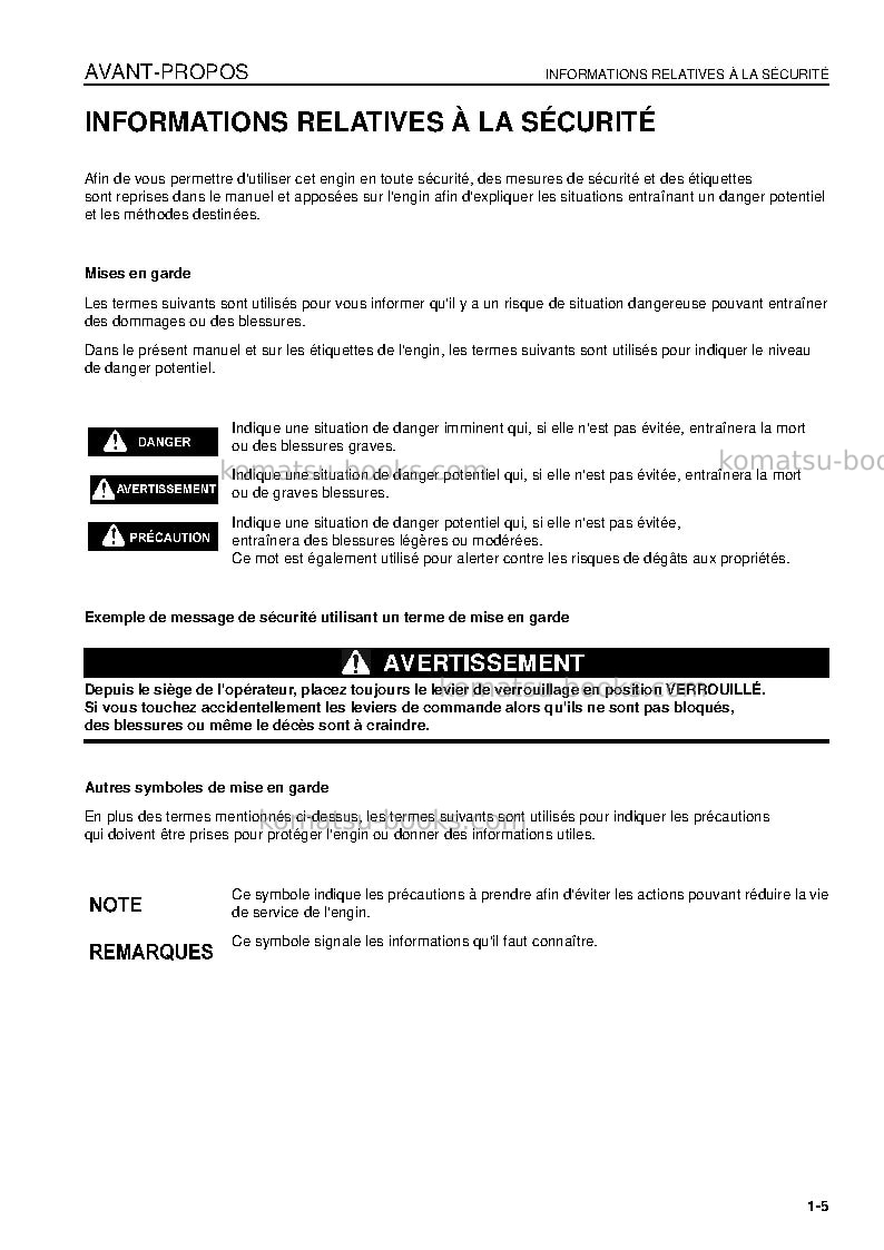 Komatsu wa1200-3jpn Manuel d'utilisation couverture Page 6 Komatsu wa1200-3jpn Manuel d'utilisation couverture Page 6