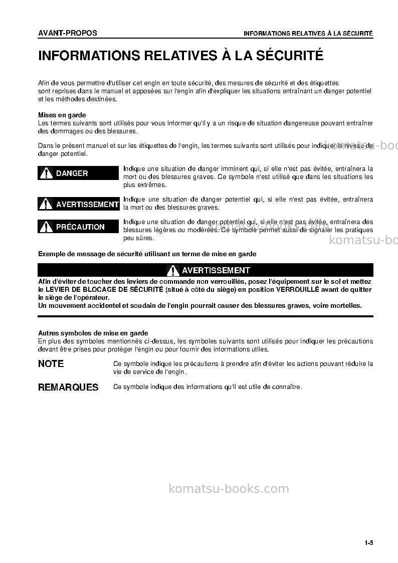 Komatsu cd60r-1jpn Manuel d'utilisation couverture Page 6 Komatsu cd60r-1jpn Manuel d'utilisation couverture Page 6