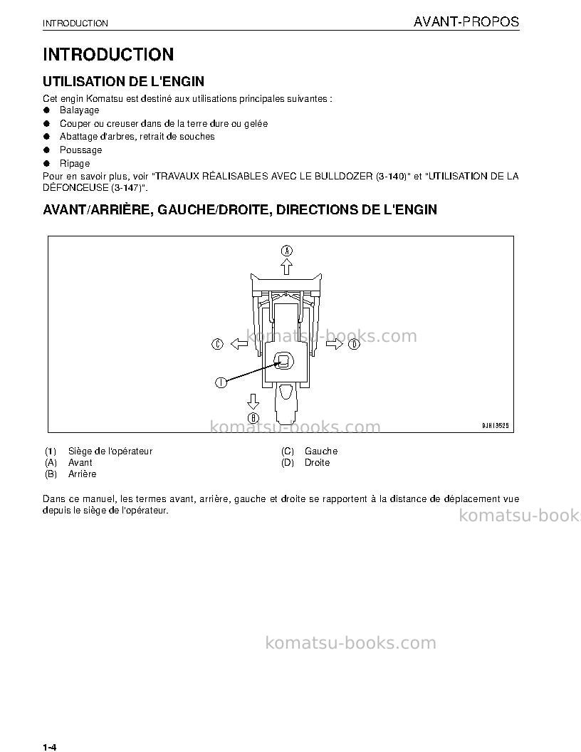 Komatsu d475a-5jpn-e0 Manuel d'utilisation couverture Page 6 Komatsu d475a-5jpn-e0 Manuel d'utilisation couverture Page 6