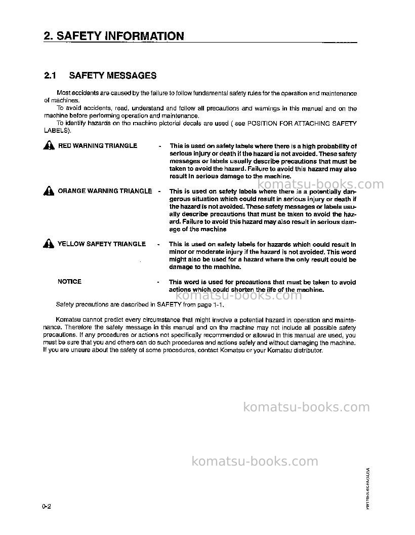 Komatsu pw170es-6gbr-k Operation manual cover Page 6