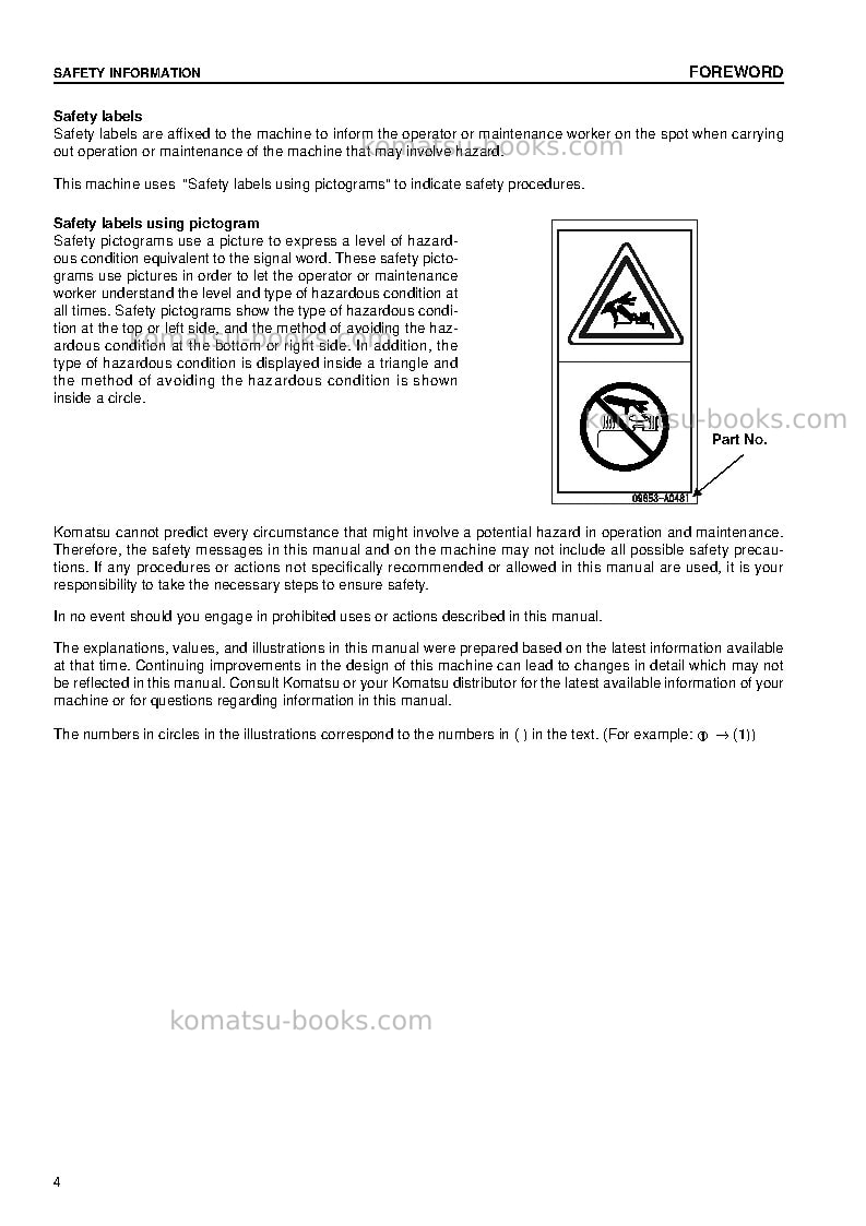 Komatsu pc340lc-7gbr-k Operation manual cover Page 6