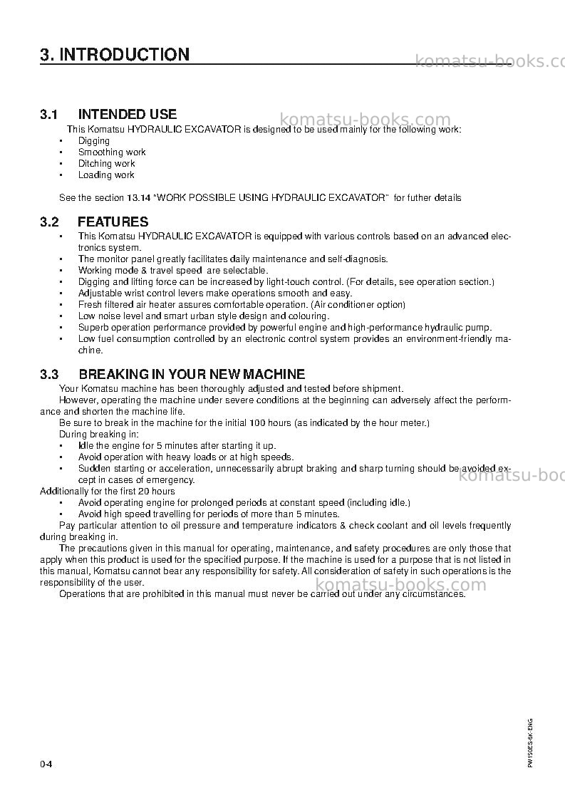 Komatsu pw150es-6gbr-k Operation manual cover Page 6
