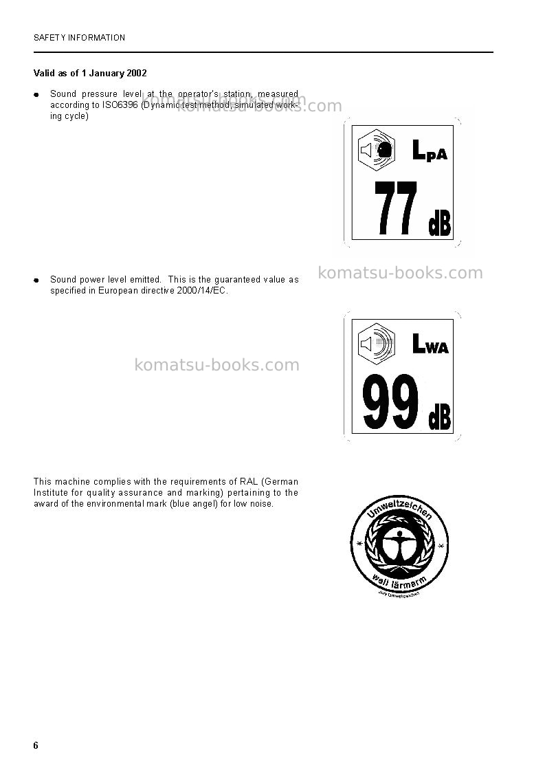 Komatsu pw150es-6gbr-k Operation manual cover Page 6 Komatsu pw150es-6gbr-k Operation manual cover Page 6